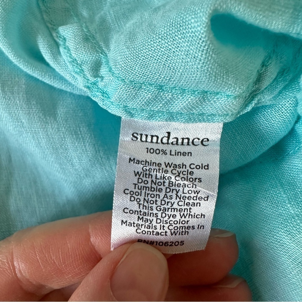 Sundance 100% Linen Teal Willa Whisper Blouse Size S - Picture 10 of 11